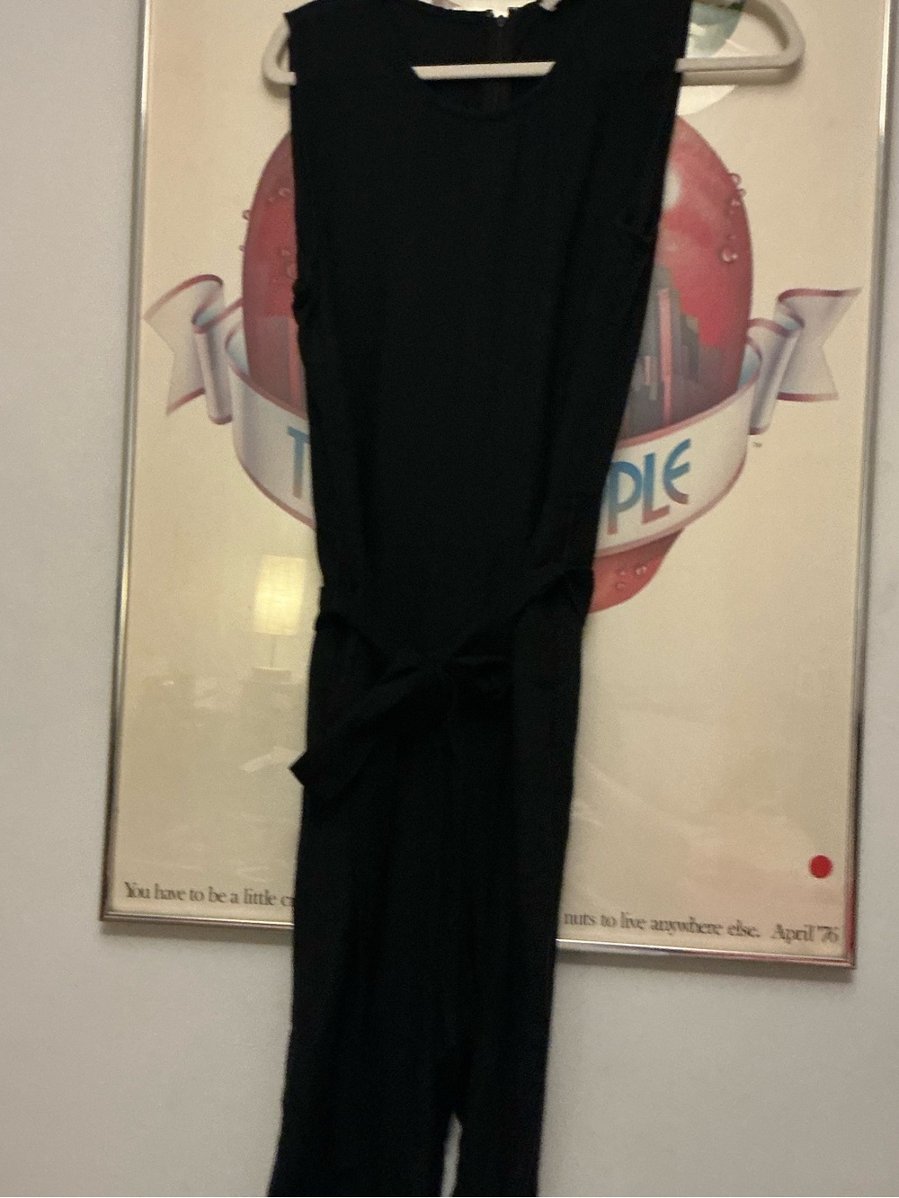 LOFT Black Sleeveless Tie-Waist Jumpsuit